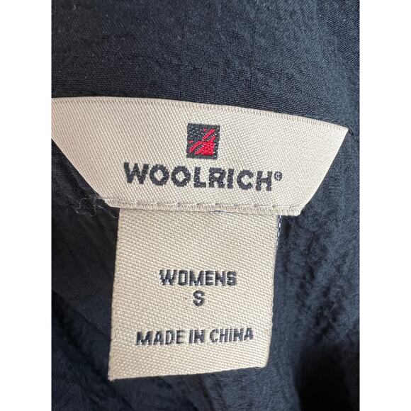 WOOLRICH Crinkle Black Short Sleeve Button-Down Tie Waist Women's Shirt S Small - Picture 6 of 9